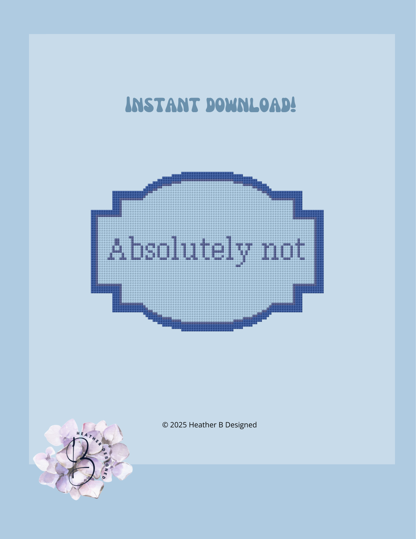 Absolutely Not Digital Needlepoint Chart | Digital Stitch Chart PDF for Needlepoint Canvas