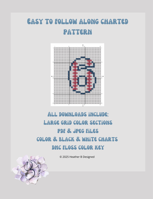 Baseball Number Digital Needlepoint Chart | Digital Stitch Chart PDF for Needlepoint Canvas