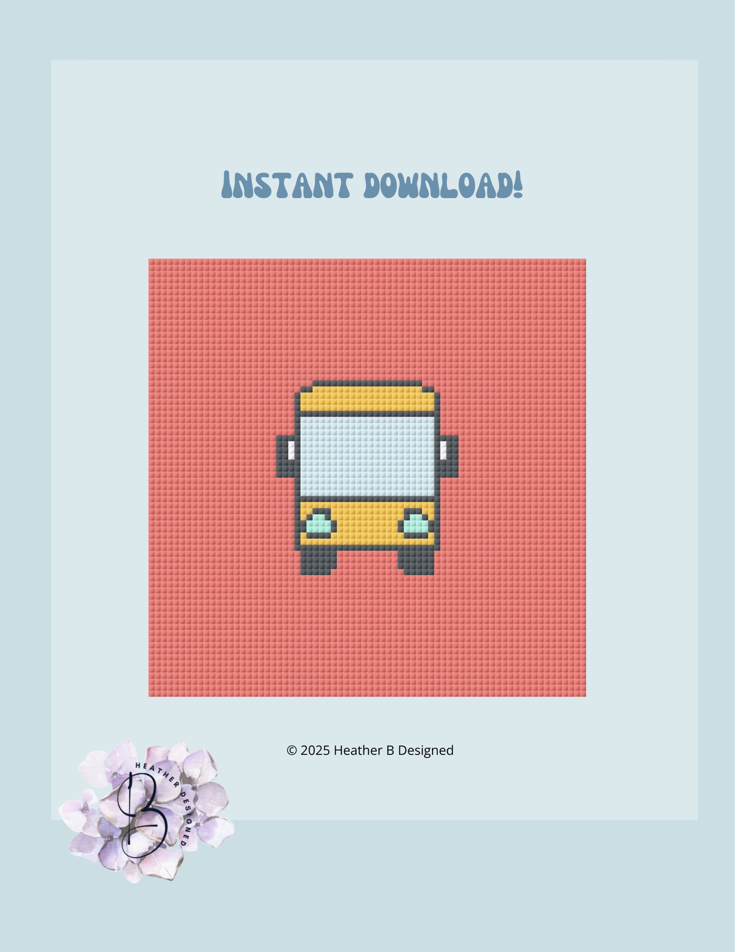 Bus Digital Needlepoint Chart | Digital Stitch Chart PDF for Needlepoint Canvas