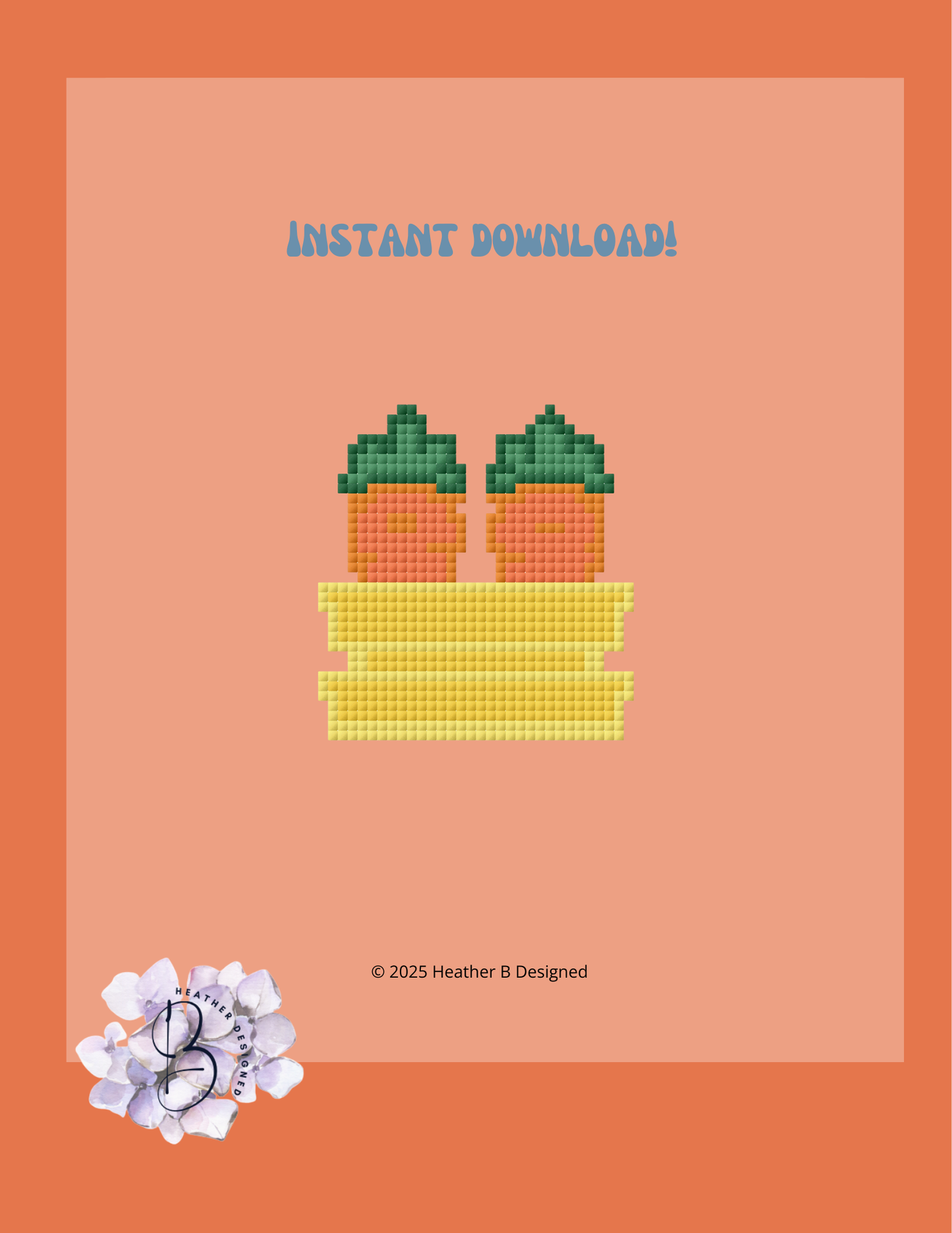 Carrots Container Digital Needlepoint Chart | Digital Stitch Chart PDF for Needlepoint Canvas