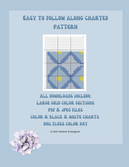Sunglass Case Blue Yellow Digital Needlepoint Chart | Digital Stitch Chart PDF for Needlepoint Canvas