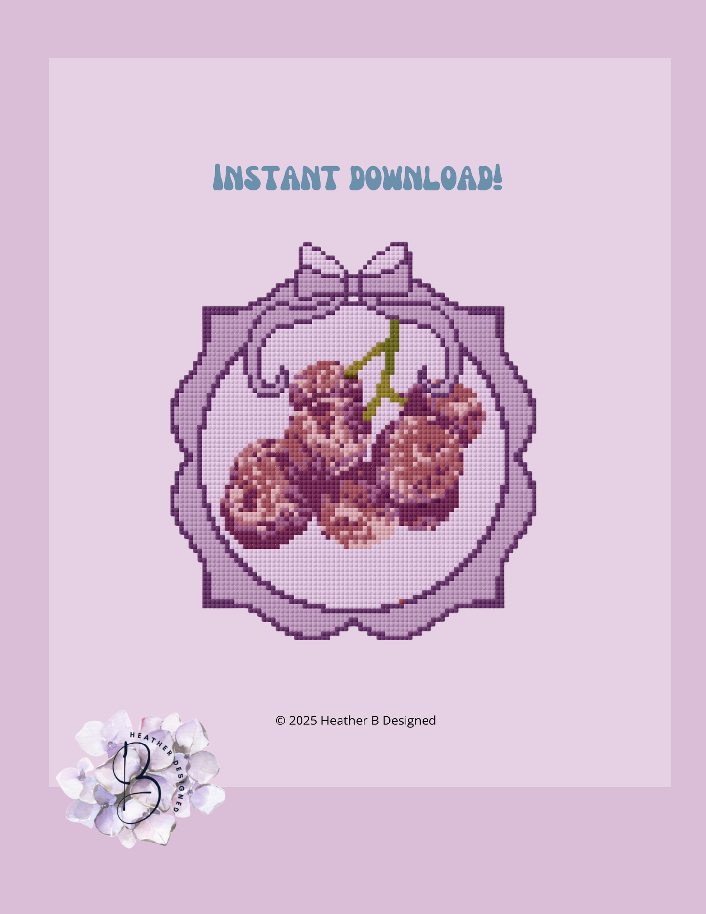 Grape Plate Digital Needlepoint Chart | Digital Stitch Chart PDF for Needlepoint Canvas