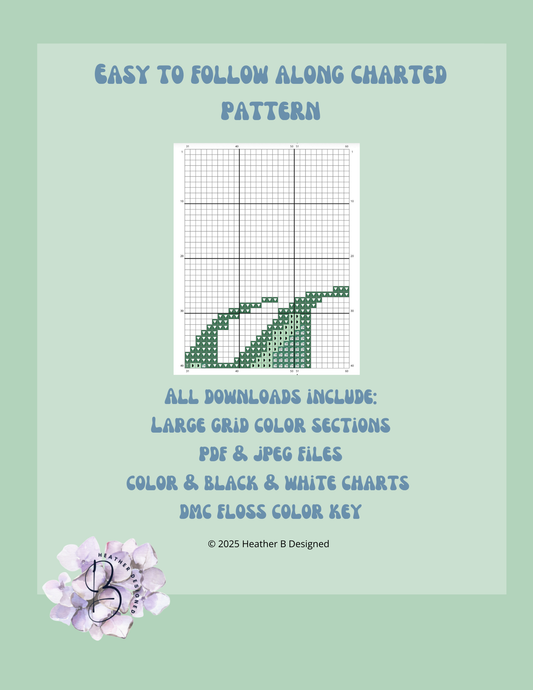 Green Fish Digital Needlepoint Chart | Digital Stitch Chart PDF for Needlepoint Canvas
