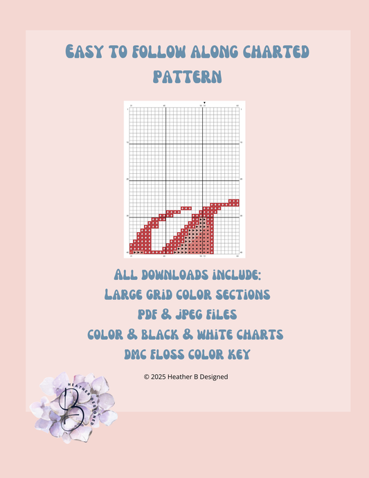 Red Fish Digital Needlepoint Chart | Digital Stitch Chart PDF for Needlepoint Canvas