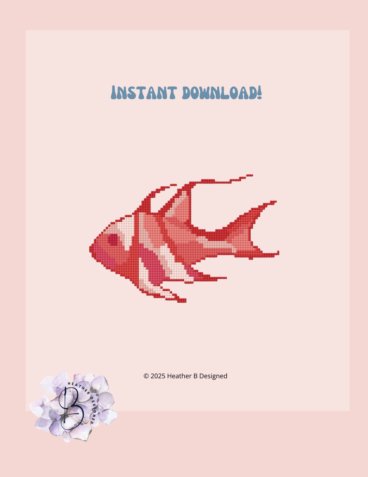 Red Fish Digital Needlepoint Chart | Digital Stitch Chart PDF for Needlepoint Canvas