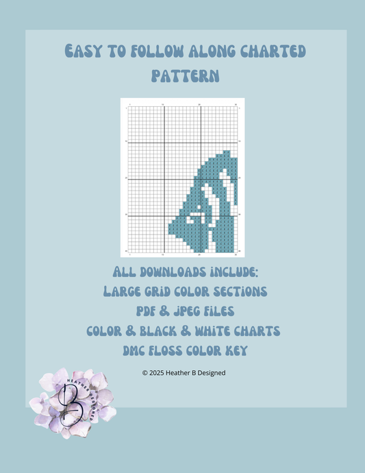 Fish School Digital Needlepoint Chart | Digital Stitch Chart PDF for Needlepoint Canvas