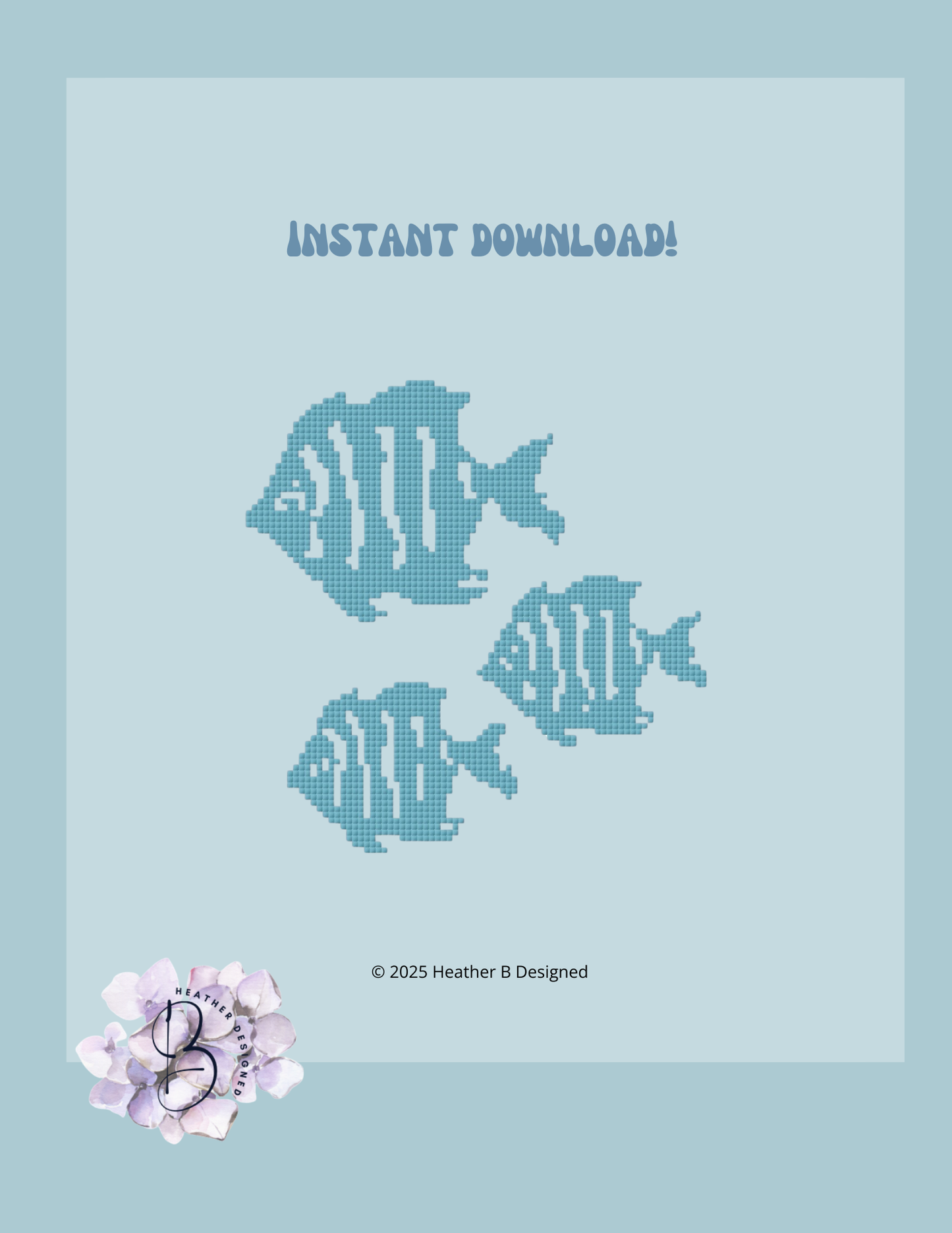 Fish School Digital Needlepoint Chart | Digital Stitch Chart PDF for Needlepoint Canvas