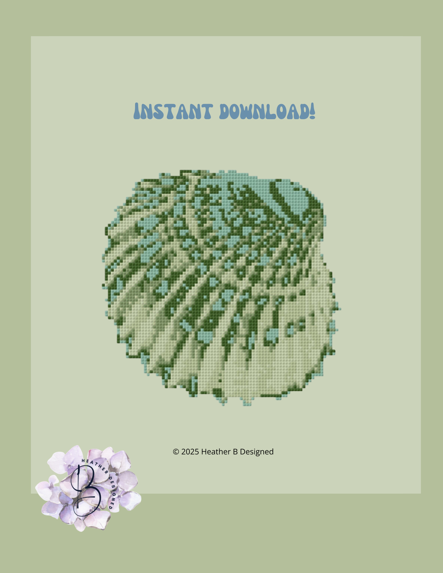 Green Clam Digital Needlepoint Chart | Digital Stitch Chart PDF for Needlepoint Canvas