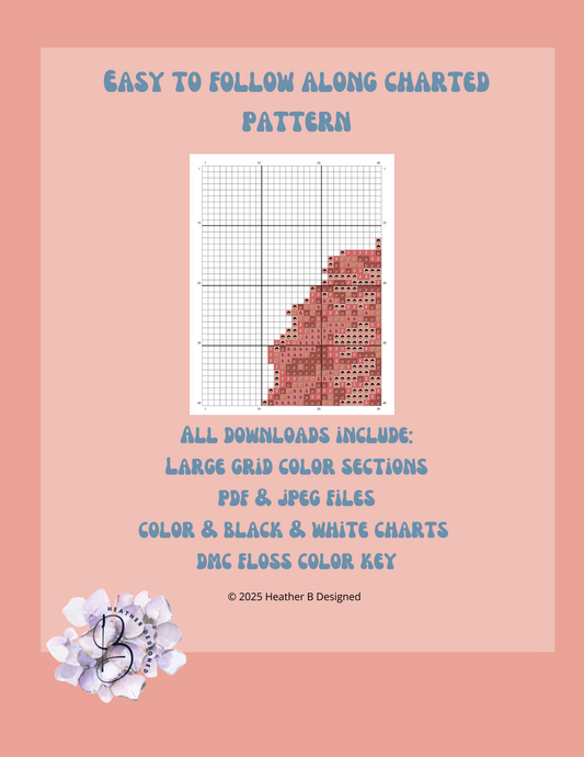 Red Sea Shell Digital Needlepoint Chart | Digital Stitch Chart PDF for Needlepoint Canvas