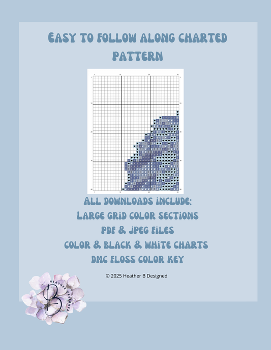 Blue Sea Shell Digital Needlepoint Chart | Digital Stitch Chart PDF for Needlepoint Canvas