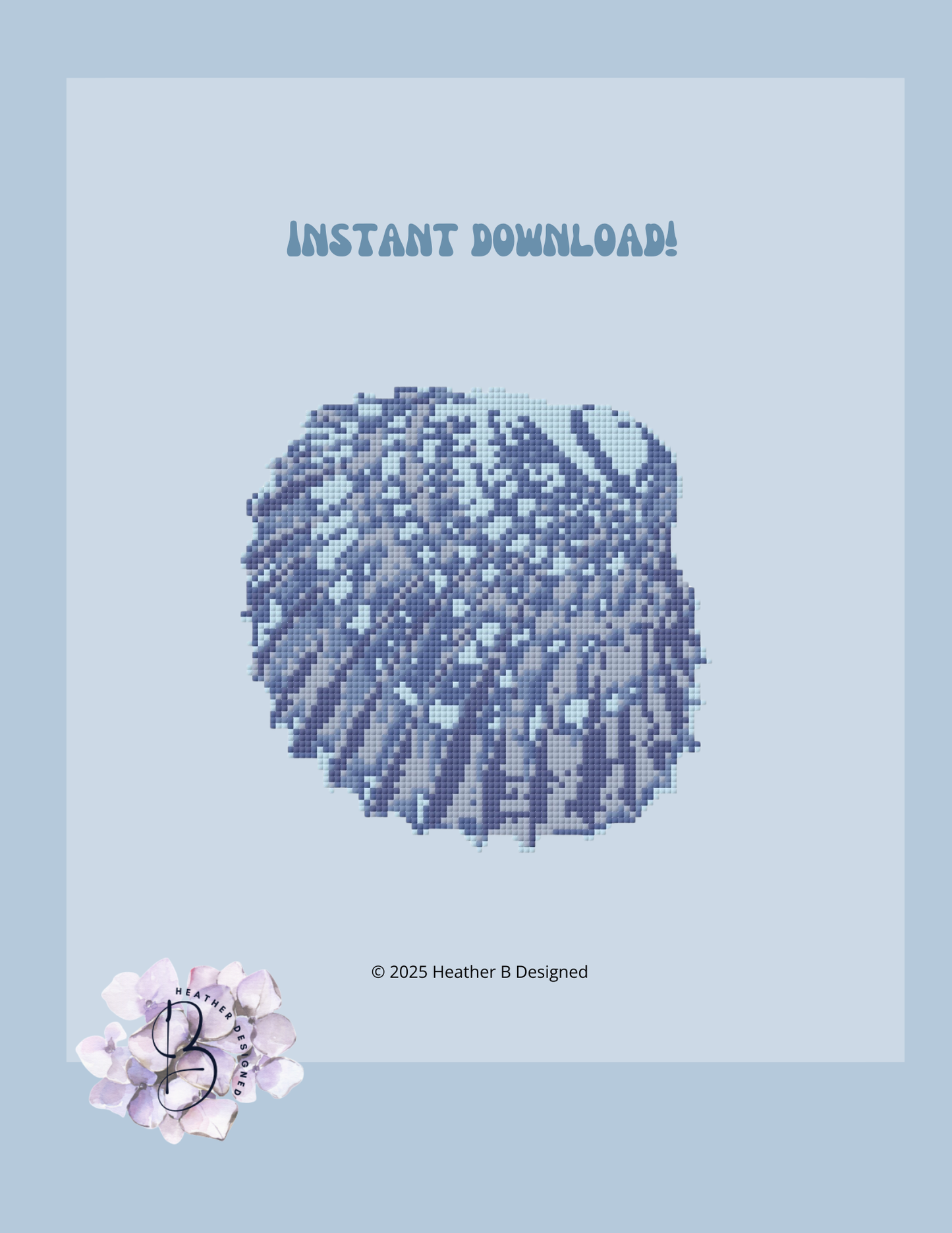 Blue Sea Shell Digital Needlepoint Chart | Digital Stitch Chart PDF for Needlepoint Canvas