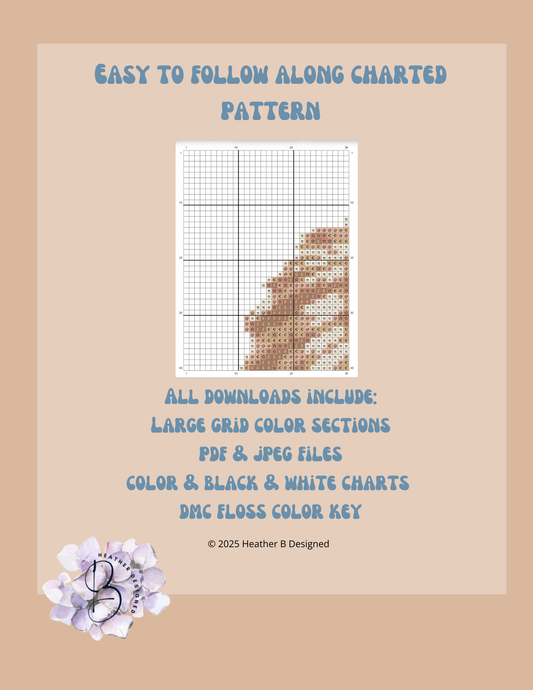Brown Sea Shell Digital Needlepoint Chart | Digital Stitch Chart PDF for Needlepoint Canvas