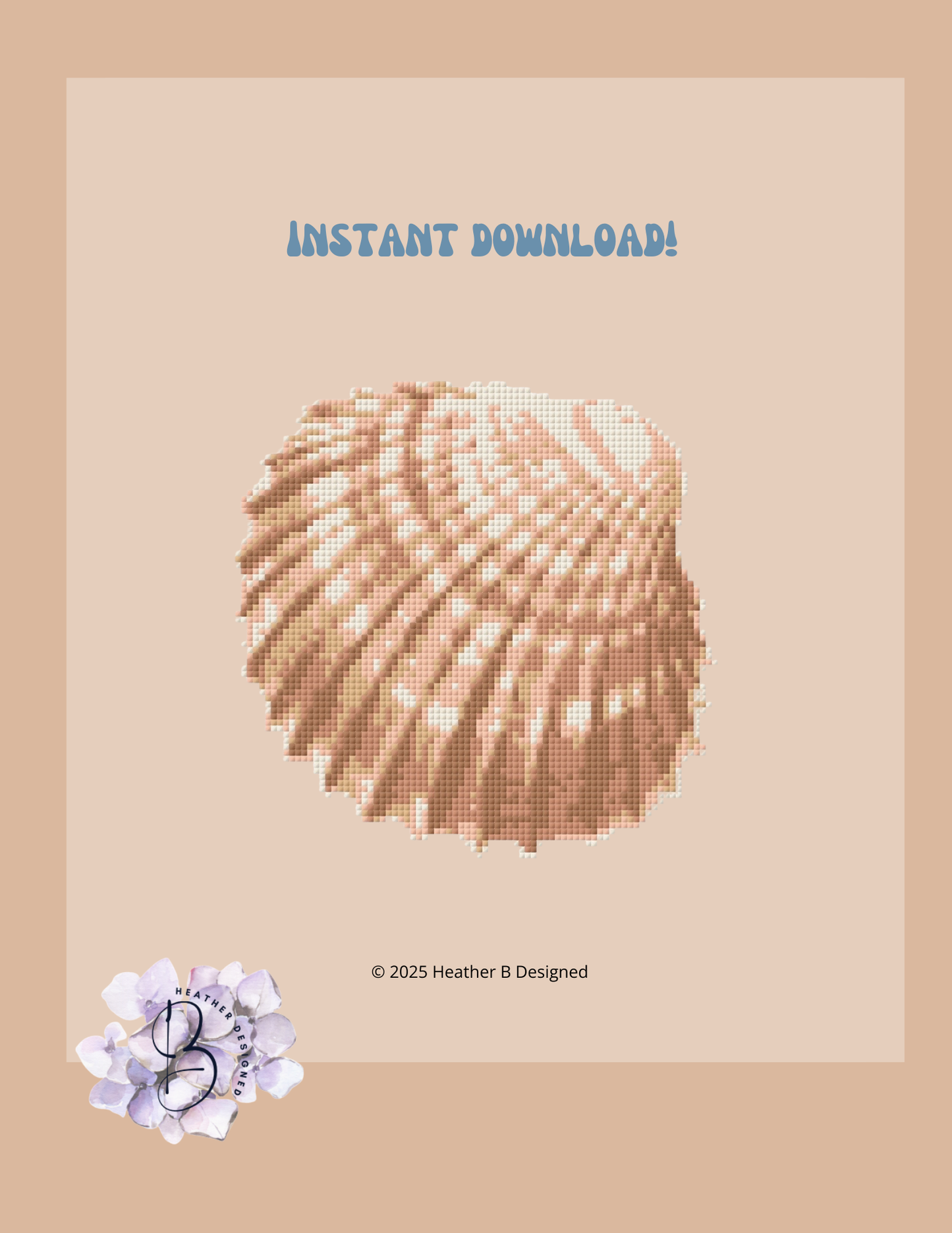 Brown Sea Shell Digital Needlepoint Chart | Digital Stitch Chart PDF for Needlepoint Canvas