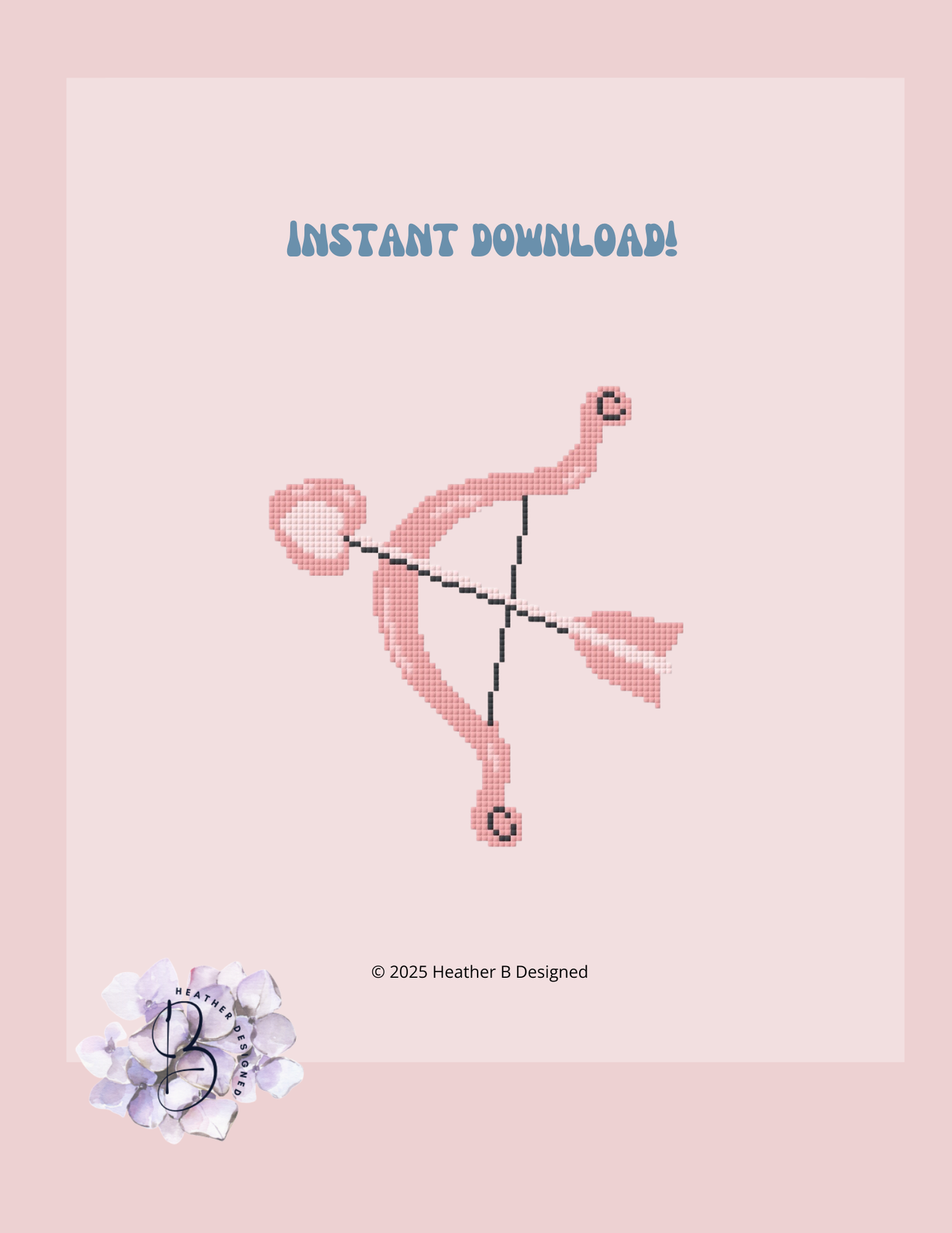Heart Bow Valentine Digital Needlepoint Chart | Digital Stitch Chart PDF for Needlepoint Canvas