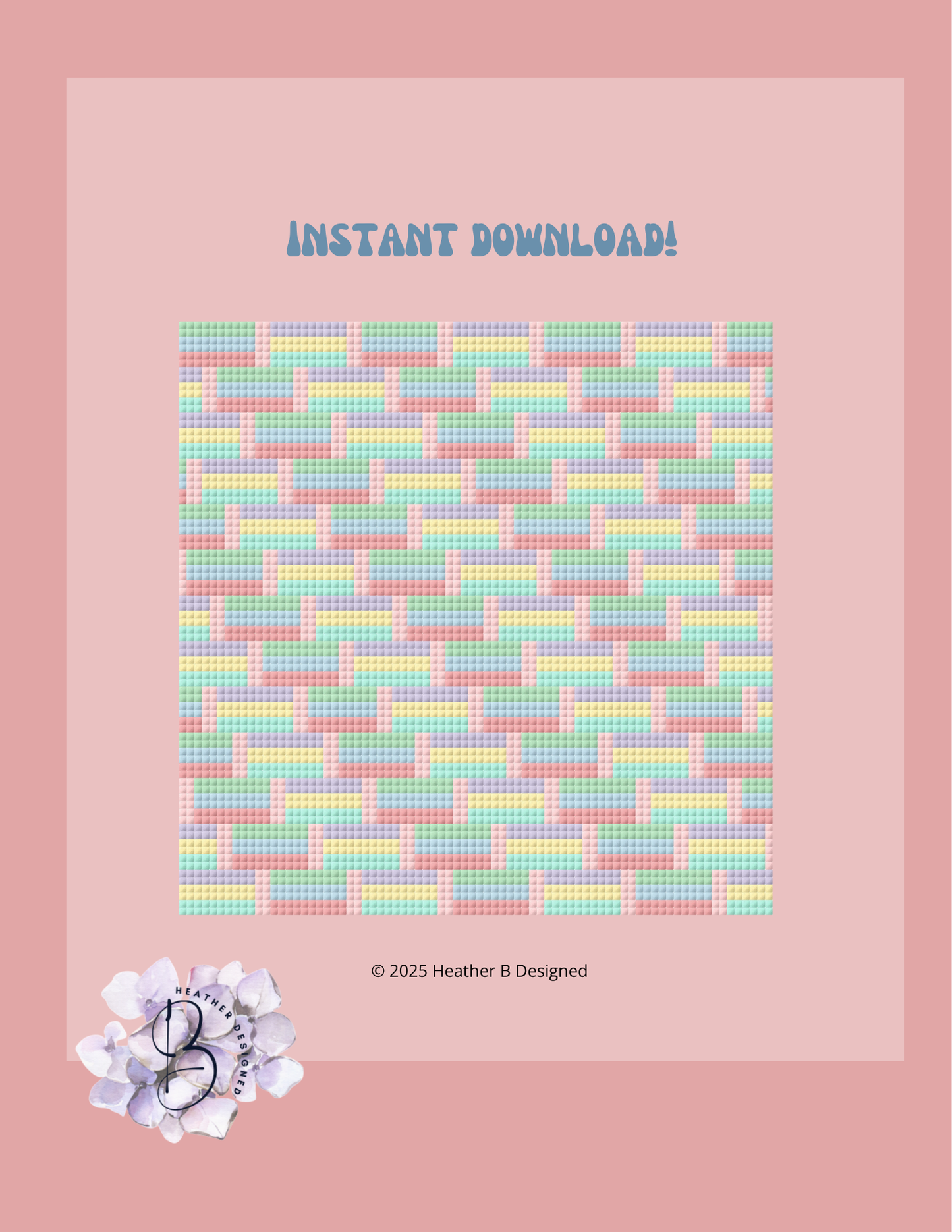 Pastel Design Digital Needlepoint Chart | Digital Stitch Chart PDF for Needlepoint Canvas