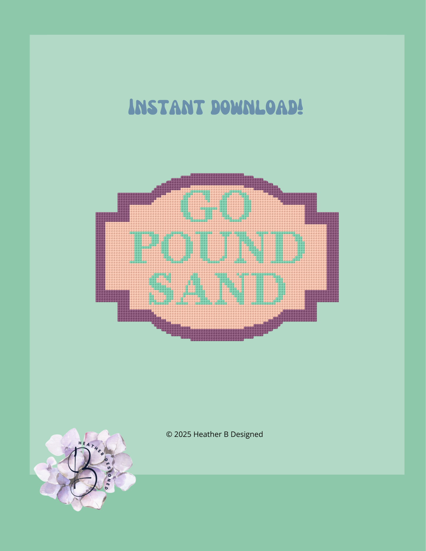 Go Pound Sand Digital Needlepoint Chart | Digital Stitch Chart PDF for Needlepoint Canvas