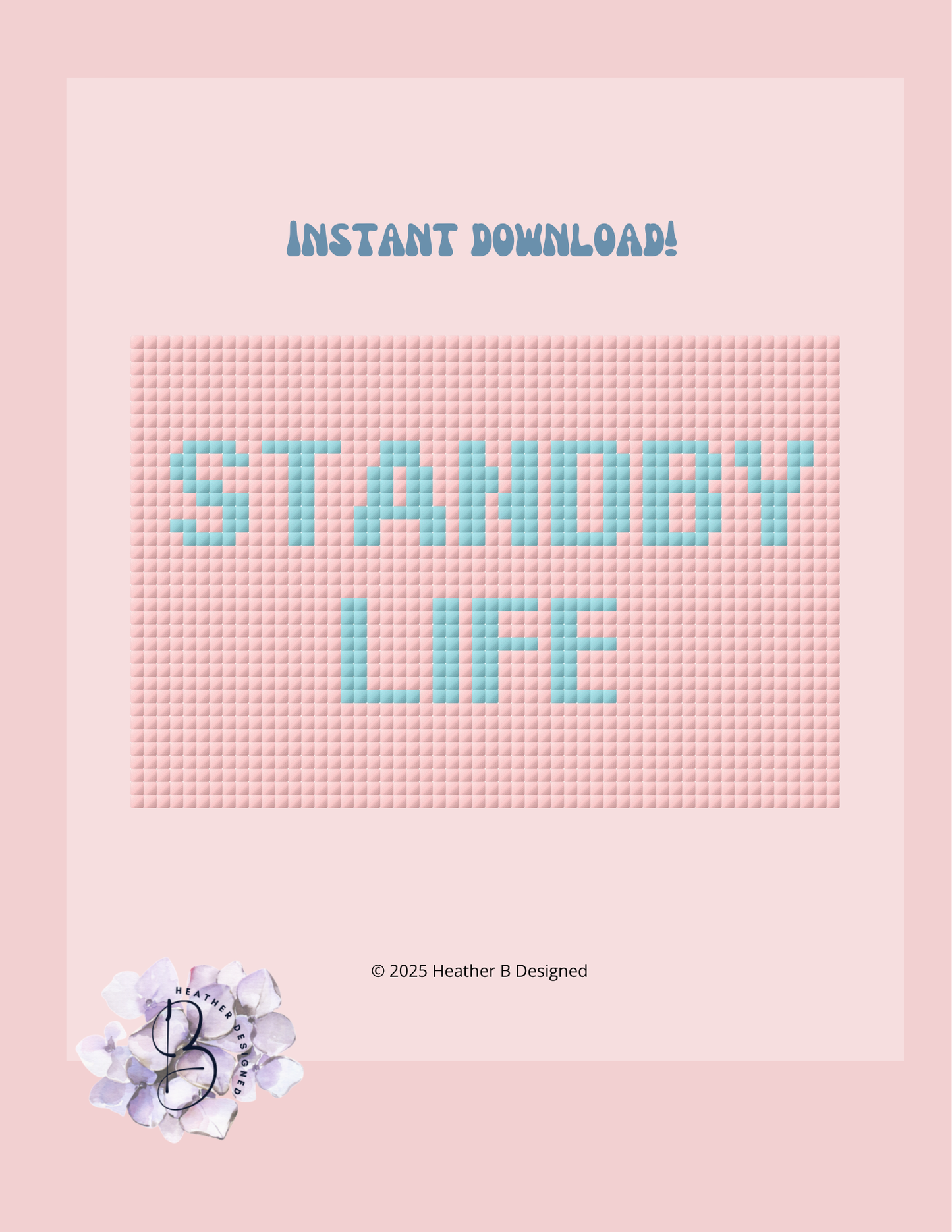 Standby Life Luggage Tag Digital Needlepoint Chart | Digital Stitch Chart PDF for Needlepoint Canvas