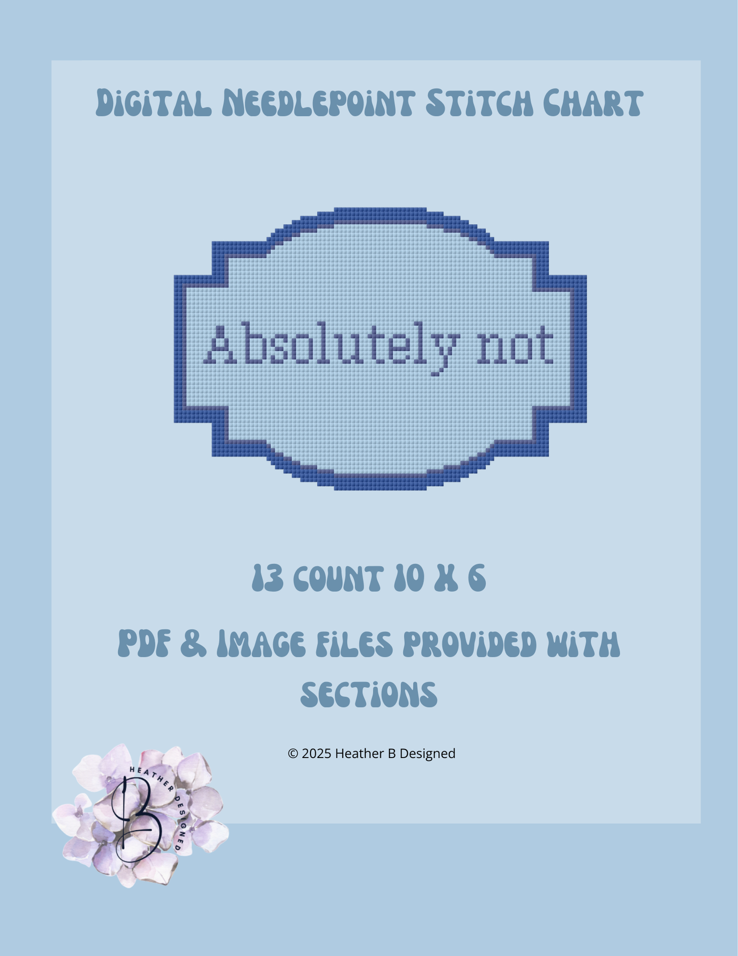 Absolutely Not Digital Needlepoint Chart | Digital Stitch Chart PDF for Needlepoint Canvas