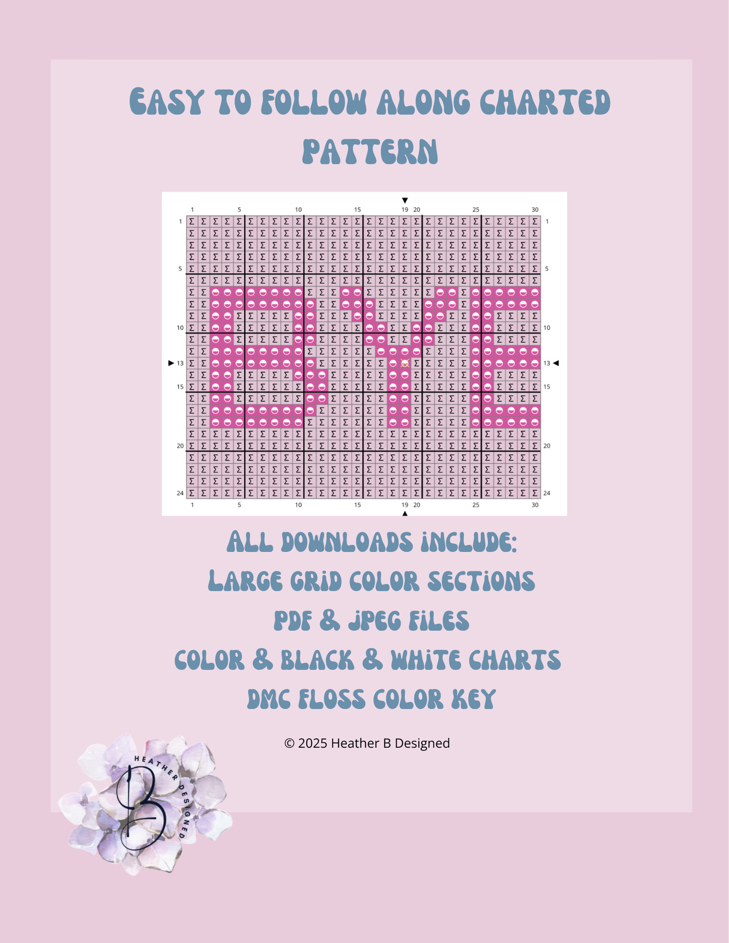 BYE Fuchsia Luggage Tag Digital Needlepoint Chart | Digital Stitch Chart PDF for Needlepoint Canvas