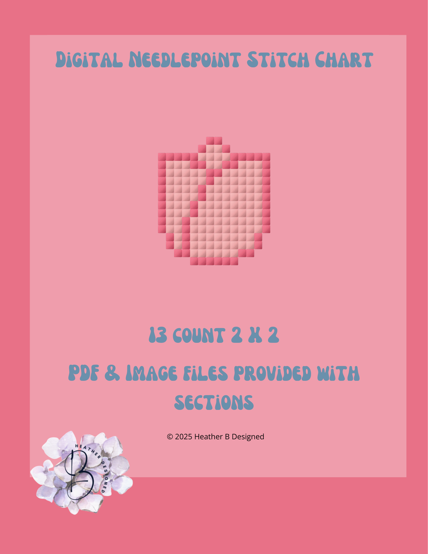 Tulip Digital Needlepoint Chart | Digital Stitch Chart PDF for Needlepoint Canvas
