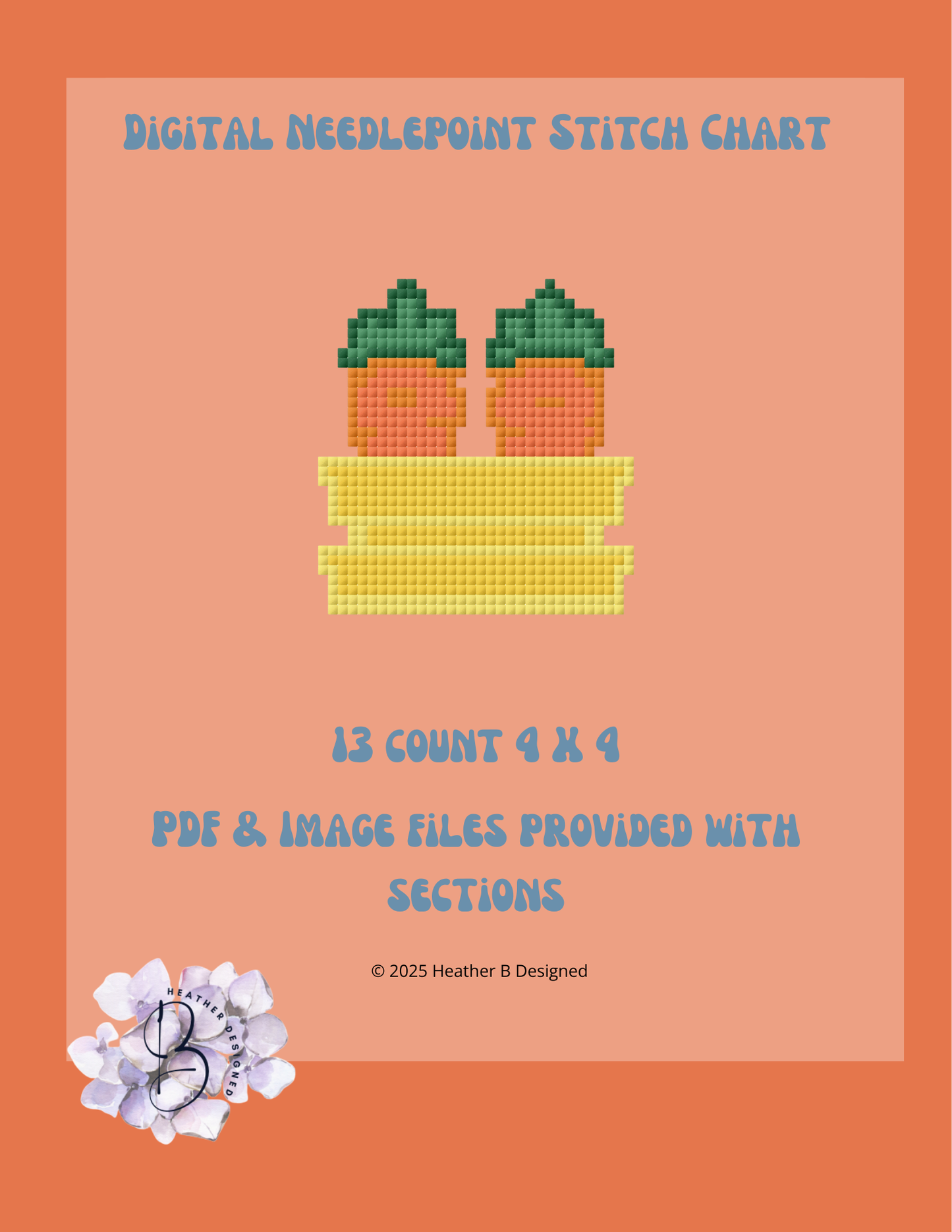 Carrots Container Digital Needlepoint Chart | Digital Stitch Chart PDF for Needlepoint Canvas