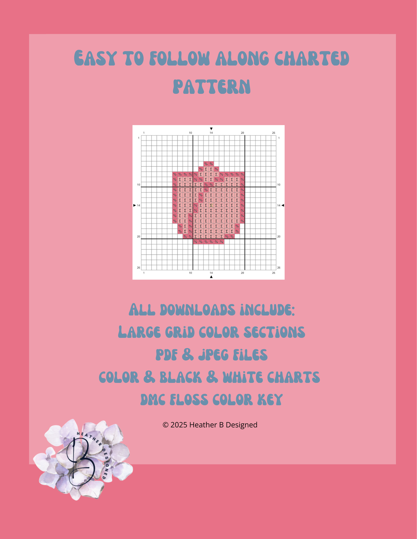 Tulip Digital Needlepoint Chart | Digital Stitch Chart PDF for Needlepoint Canvas