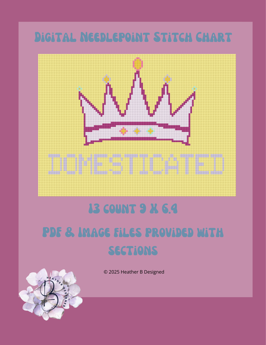 Domesticated Crown Digital Needlepoint Chart | Digital Stitch Chart PDF for Needlepoint Canvas