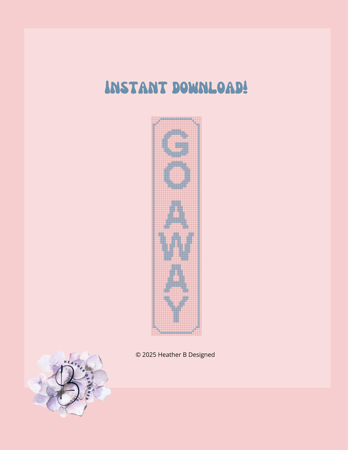 Go Away Bookmark Digital Needlepoint Chart | Digital Stitch Chart PDF for Needlepoint Canvas