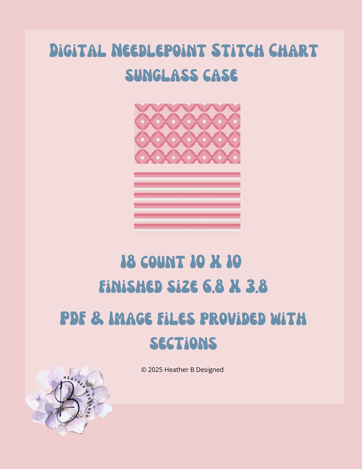 Sunglass Case Pink Digital Needlepoint Chart | Digital Stitch Chart PDF for Needlepoint Canvas