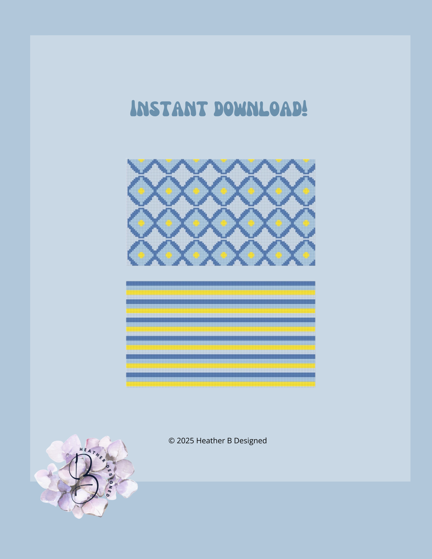 Sunglass Case Blue Yellow Digital Needlepoint Chart | Digital Stitch Chart PDF for Needlepoint Canvas