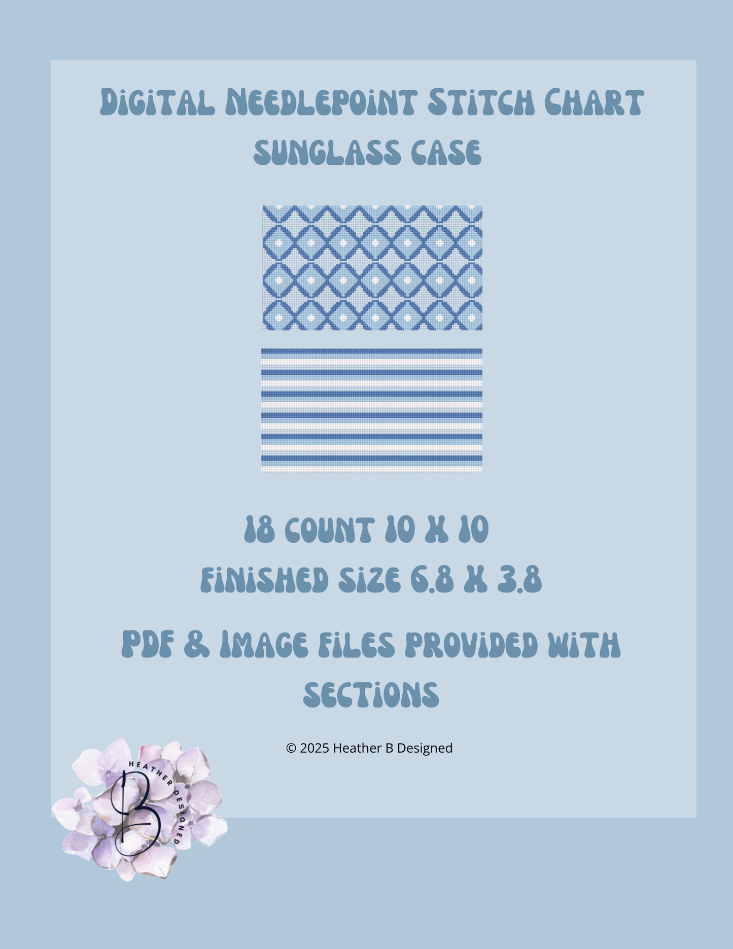 Sunglass Case Blue White Digital Needlepoint Chart | Digital Stitch Chart PDF for Needlepoint Canvas