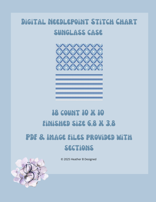 Sunglass Case Blue White Digital Needlepoint Chart | Digital Stitch Chart PDF for Needlepoint Canvas