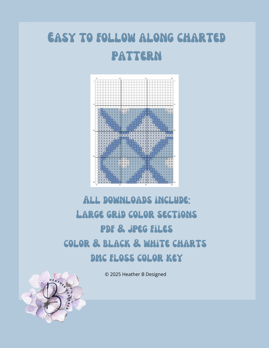 Sunglass Case Blue White Digital Needlepoint Chart | Digital Stitch Chart PDF for Needlepoint Canvas