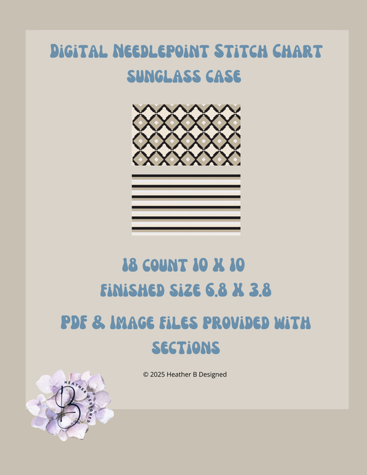 Sunglass Case Beige Black Digital Needlepoint Chart | Digital Stitch Chart PDF for Needlepoint Canvas