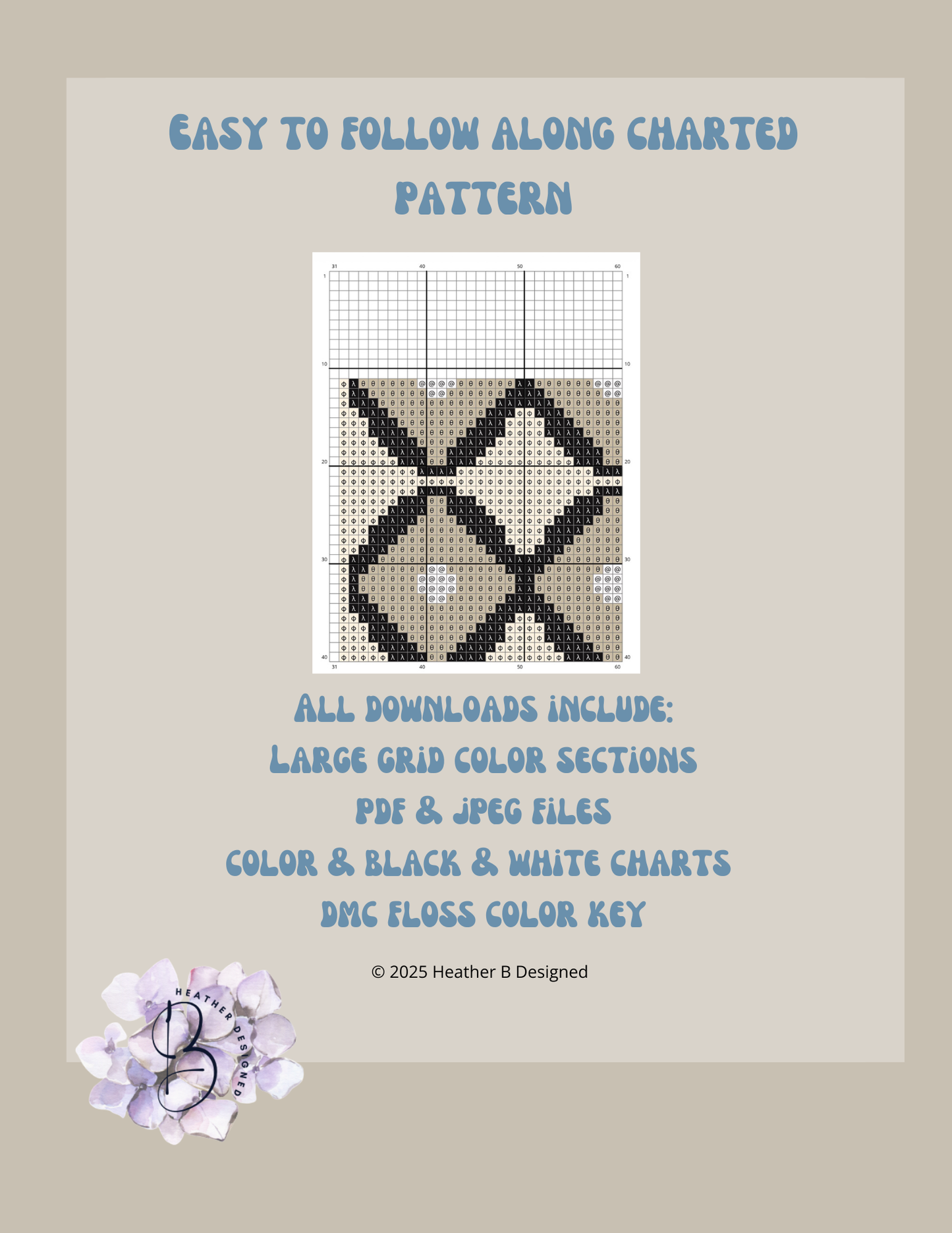 Sunglass Case Beige Black Digital Needlepoint Chart | Digital Stitch Chart PDF for Needlepoint Canvas