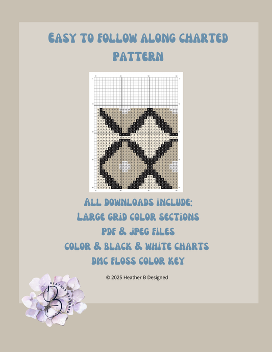 Sunglass Case Beige Black Digital Needlepoint Chart | Digital Stitch Chart PDF for Needlepoint Canvas