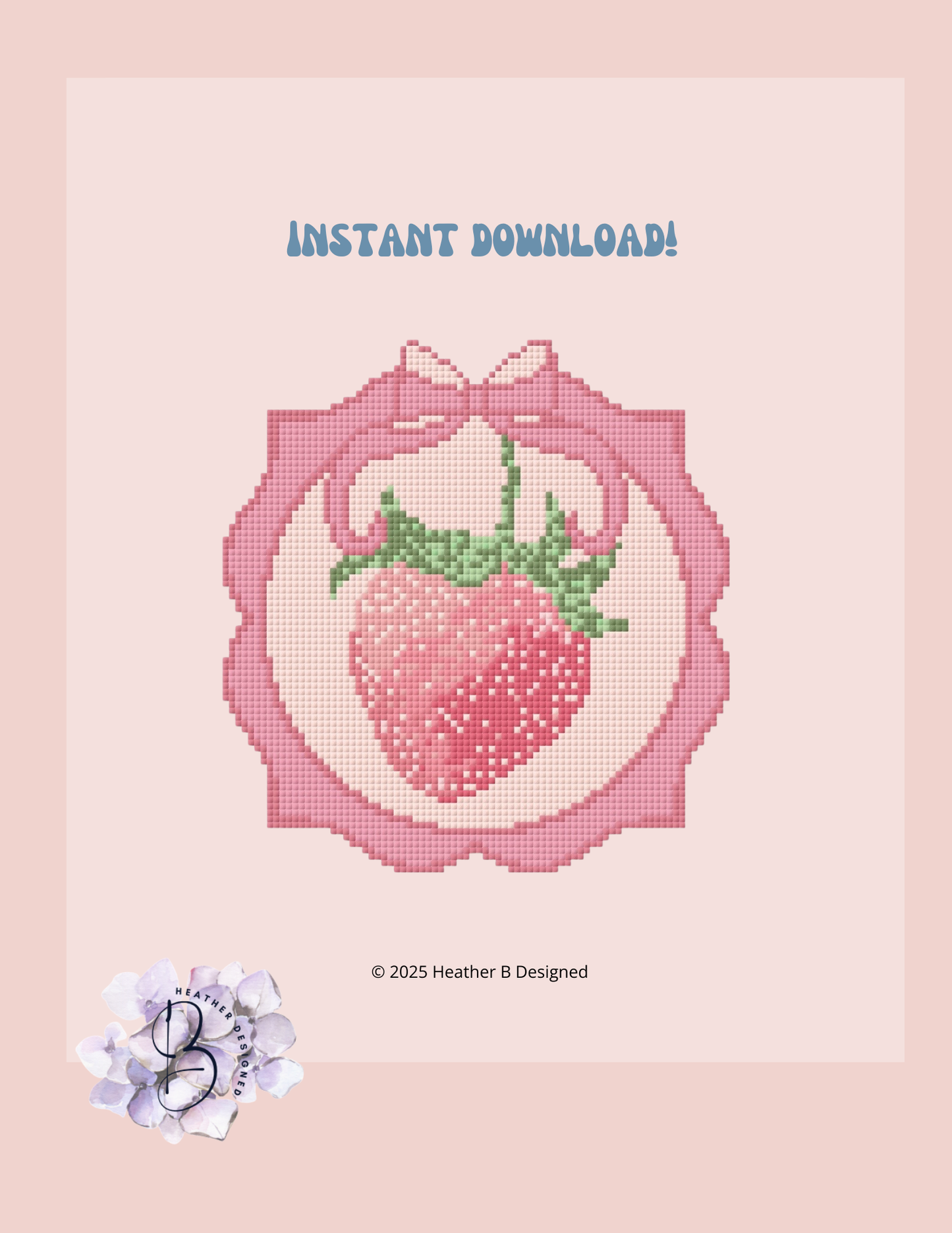 Strawberry Plate Digital Needlepoint Chart | Digital Stitch Chart PDF for Needlepoint Canvas
