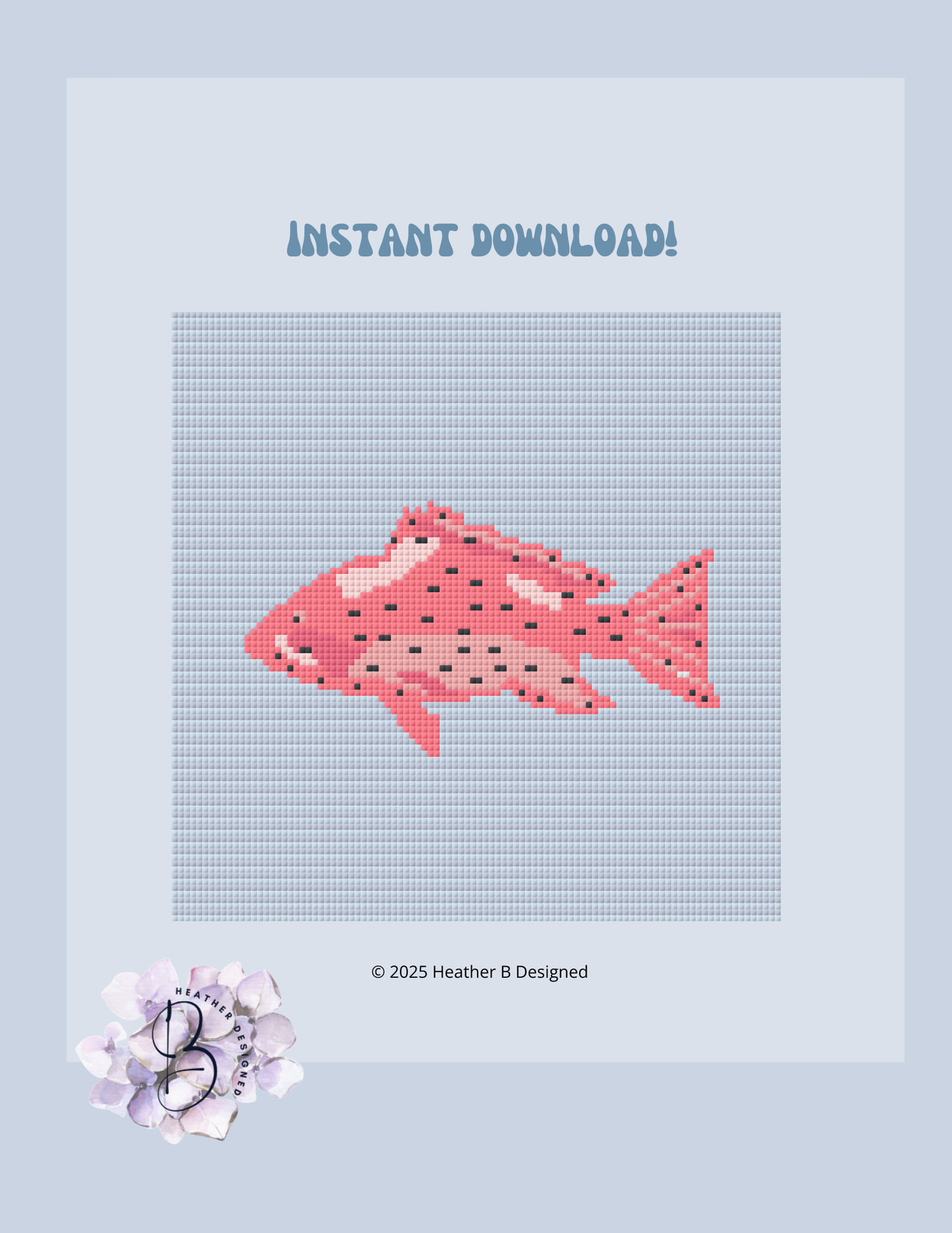 Snapper Fish Digital Needlepoint Chart | Digital Stitch Chart PDF for Needlepoint Canvas