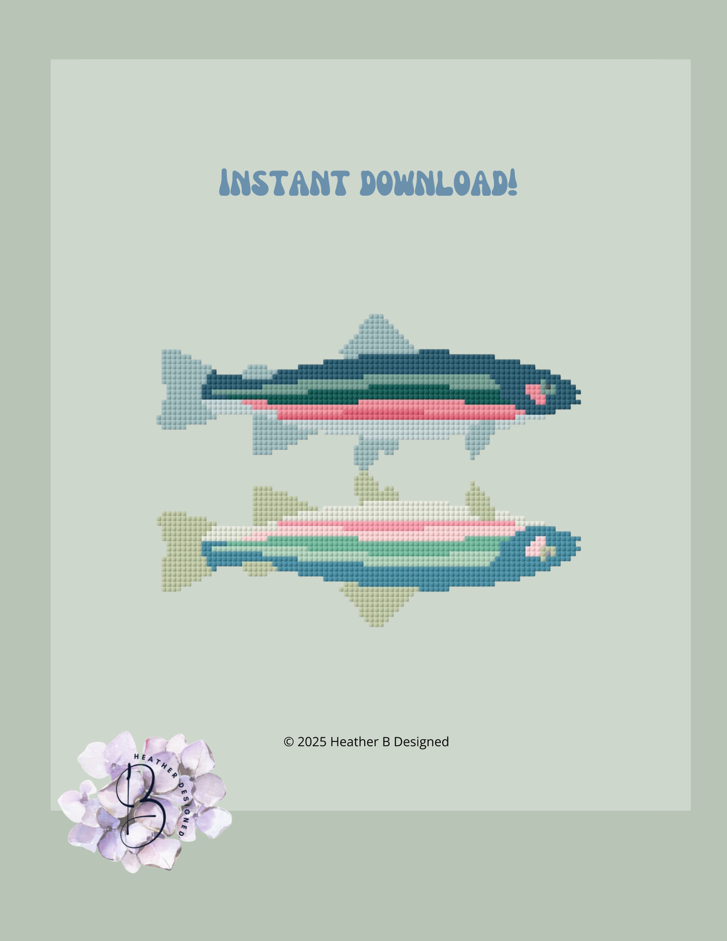 Trout Digital Needlepoint Chart | Digital Stitch Chart PDF for Needlepoint Canvas