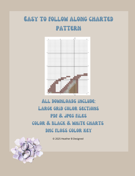 Brown Fish Digital Needlepoint Chart | Digital Stitch Chart PDF for Needlepoint Canvas