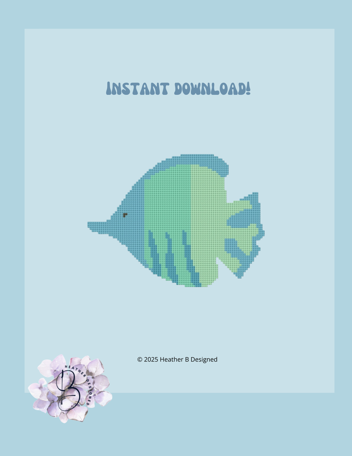 Blowfish Digital Needlepoint Chart | Digital Stitch Chart PDF for Needlepoint Canvas