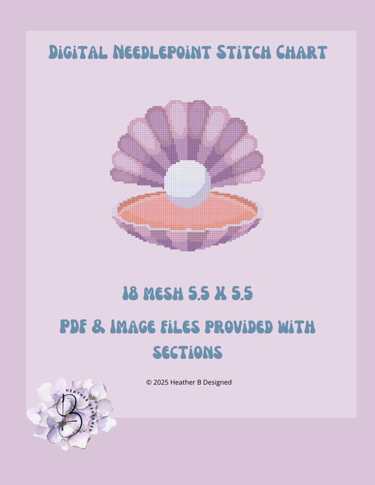 Purple Clam Digital Needlepoint Chart | Digital Stitch Chart PDF for Needlepoint Canvas