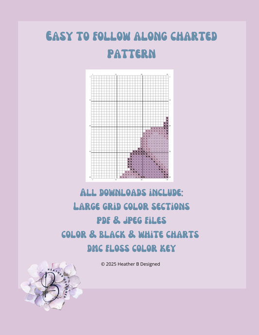 Purple Clam Digital Needlepoint Chart | Digital Stitch Chart PDF for Needlepoint Canvas