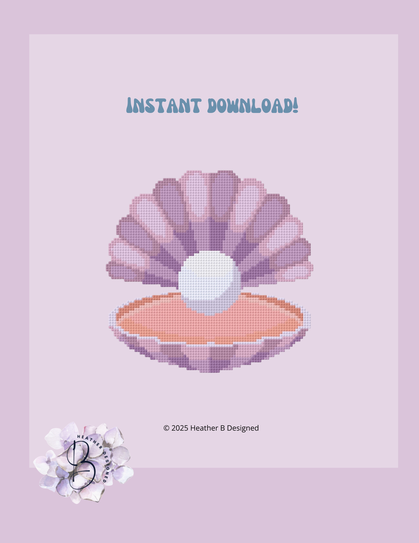 Purple Clam Digital Needlepoint Chart | Digital Stitch Chart PDF for Needlepoint Canvas