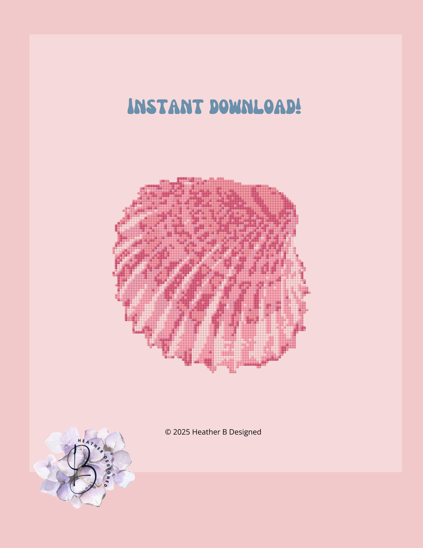 Pink Sea Shell Digital Needlepoint Chart | Digital Stitch Chart PDF for Needlepoint Canvas