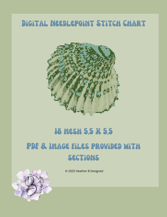 Green Clam Digital Needlepoint Chart | Digital Stitch Chart PDF for Needlepoint Canvas