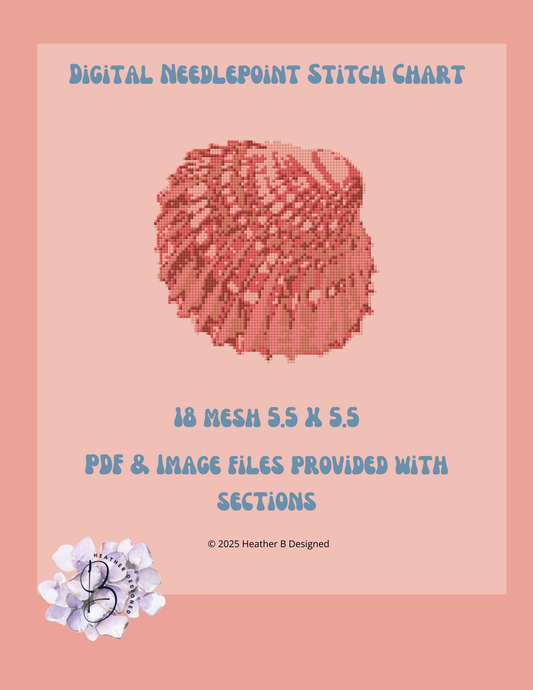 Red Sea Shell Digital Needlepoint Chart | Digital Stitch Chart PDF for Needlepoint Canvas