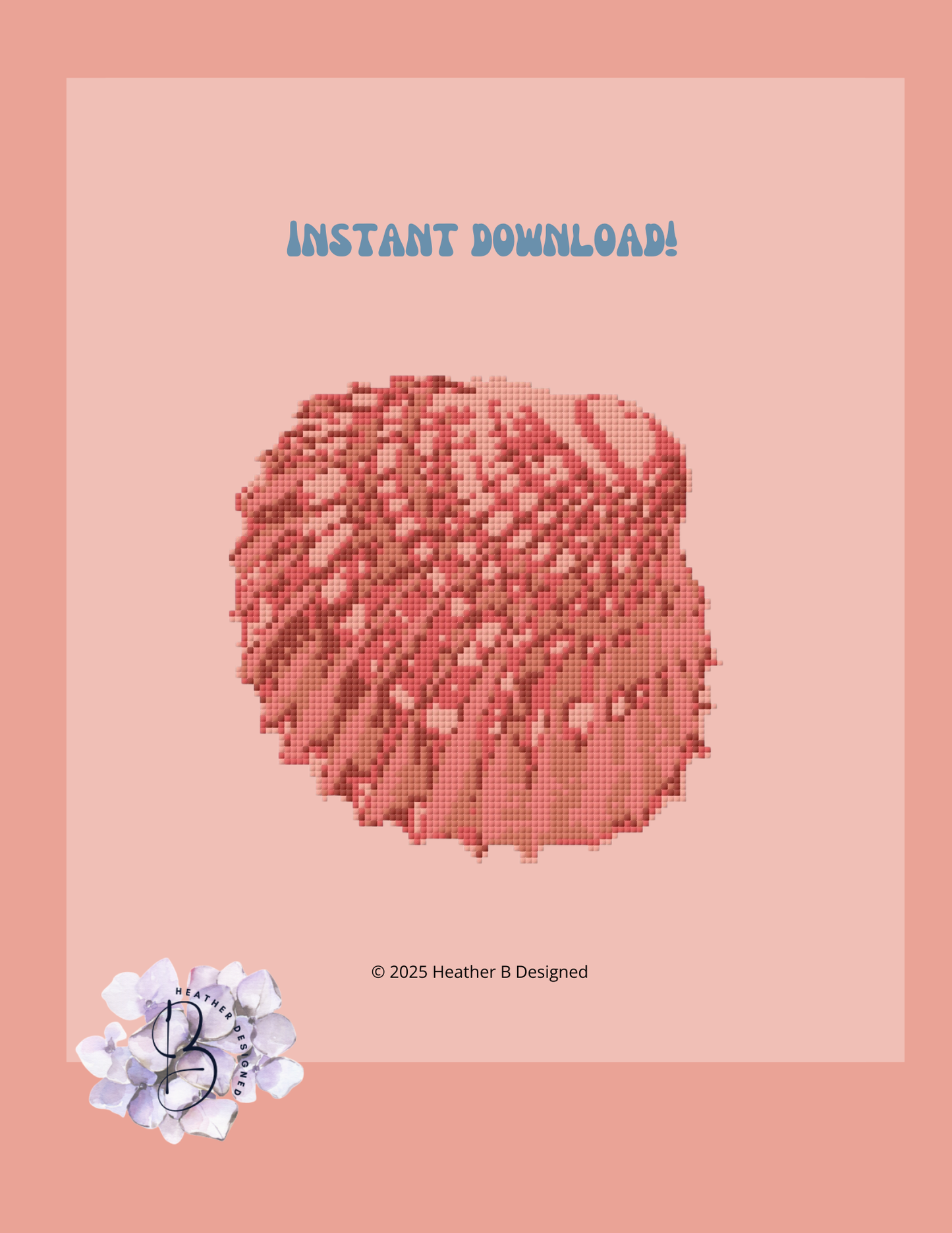 Red Sea Shell Digital Needlepoint Chart | Digital Stitch Chart PDF for Needlepoint Canvas