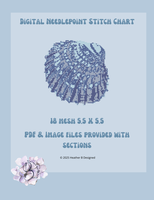 Blue Sea Shell Digital Needlepoint Chart | Digital Stitch Chart PDF for Needlepoint Canvas