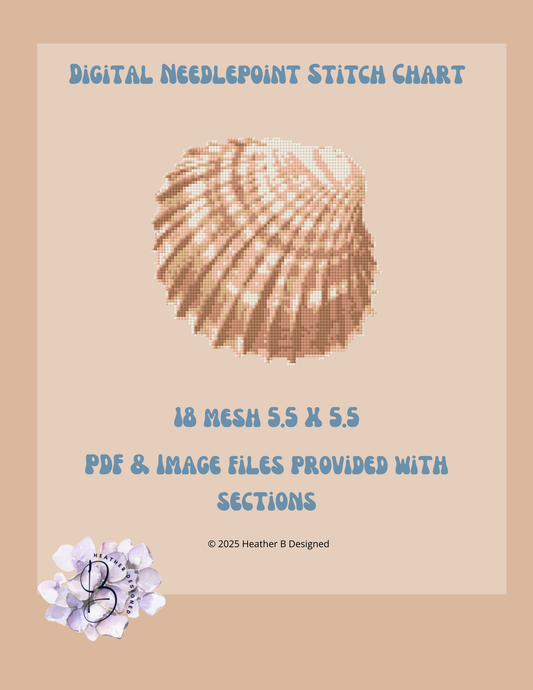 Brown Sea Shell Digital Needlepoint Chart | Digital Stitch Chart PDF for Needlepoint Canvas
